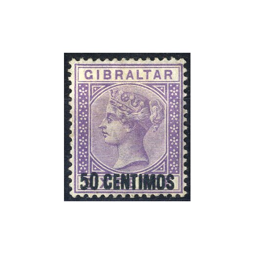 1889, 50 centimos auf 6 P violett, Mi. 20 / 70,-
