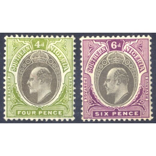 1904-09, miniset from 1/2 d. too 1s. withouth 3 d., SG 21-24,26-28
