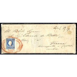 1859, "Rotstempel", 15 Kr. blau, Type auf...