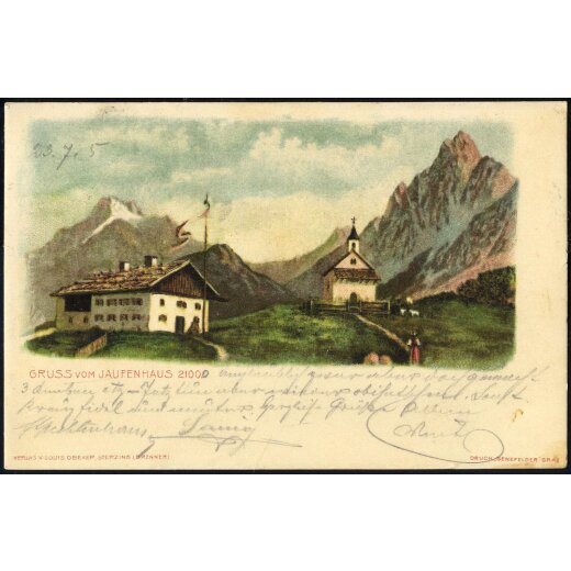 1905, "Gruss vom Jaufenhaus", AK, gebraucht