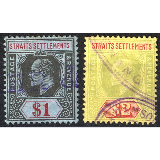 1907/11, Eduard VII, 2 - 10 C. und 25 C. bis 2 $, 13 Werte, 8 C. Perfin BMC, Stempel ohne Obligo, Mi. 121-127,129-134