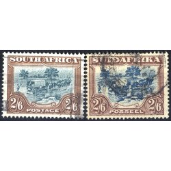 1927/28, 2 Sh. 6 P. braun/gr&uuml;n, beide Werte, Mi. 37,38