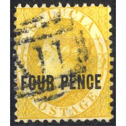 1882/84, Viktoria, FOUR PENCE auf 4 P. gelb, Mi. 15 C