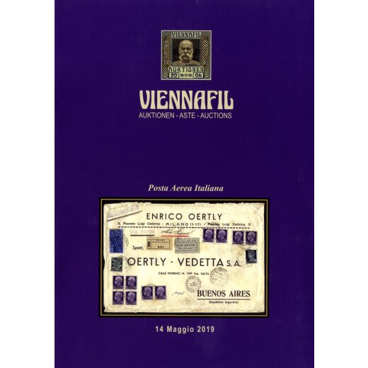 2 Viennafil Auktionskataloge der Sammlungen  &quot;Luftpost Italien&quot; aus 2015 + 2019, die Ergebnisliste ist auf unserer Homepage zum Download verf&uuml;gbar