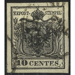 1850, 10 Cent. nero, sottotipo a, usato, cert. Goller...