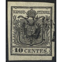 1850, 10 Cent. nero, sottotipo b, usato, cert. Goller...