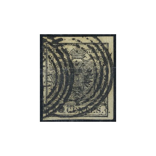 1850, 10 Cent. nero intenso, usato, cert. Ferchenbauer (Sass. 2d)