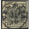1854, 10 Cent. carta a macchina, usato, cert. Ferchenbauer (Sass. 19)