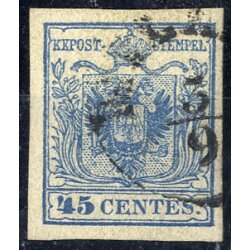 1850, 45 Cent. azzurro vivo, terzo tipo, cert. Steiner...