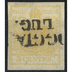 1850, 5 Cent. giallo ocra, filigrana, usato, cert. Goller...