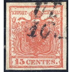1850, 15 Cent. rosso vermiglio intenso, primo tipo -...