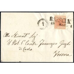 1850, 15 Cent., secondo tipo, su lettera da Brescia...