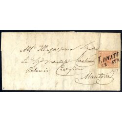 1850, 15 Cent., secondo tipo, su lettera da Lonato (Sass....