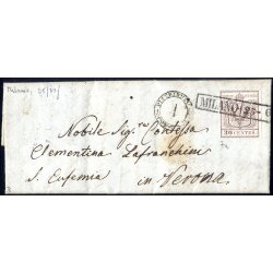 1850, 30 Cent. bruno chiaro, prima tiratura, su lettera...