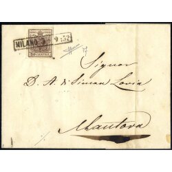 1850, 30 Cent. bruno rossastro, primo, su lettera da...