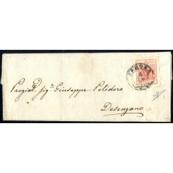 1850, 15 Cent. rosso, primo tipo, su lettera da Verona,...