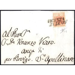 1850, 15 Cent. rosso vermiglio chiaro, primo tipo, su...