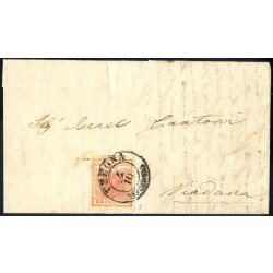 1850, 15 Cent. rosa. secondo tipo su lettera da Verona...