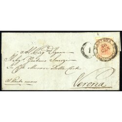1850, 15 Cent. rosa. secondo tipo su lettera da Mantova...