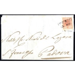 1850, 15 Cent. rosa. secondo tipo su lettera da Oderzo...