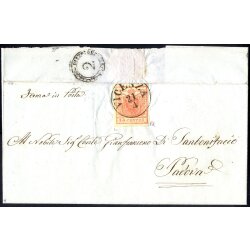 1850, 15 Cent. rosso carminio, secondo tipo su lettera da...