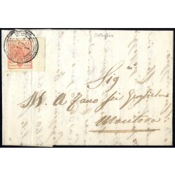 1850, 15 Cent. rosso, bordo di foglio a sinistra, su...