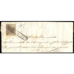1850, 30 Cent. bruno, primo tipo, su lettera da Mantova...