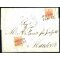 1850, 15 Cent. rosso, terzo tipo, due esemplari, di cui uno bordo di foglio, su lettera da Rovigo (Sass. 6 - ANK 3HIII)