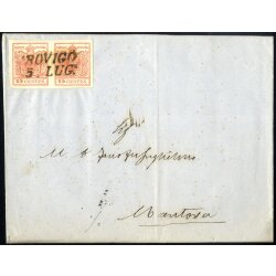 1854, 15 Cent. rosso, terzo tipo, coppia su lettera da...