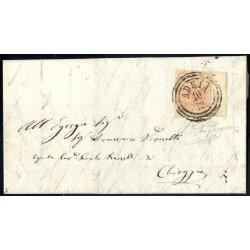 1854, 15 Cent. rosso, terzo tipo, bordo di foglio a...