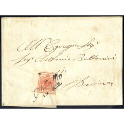 1854, 15 Cent. rosso, terzo tipo, bordo di foglio a...