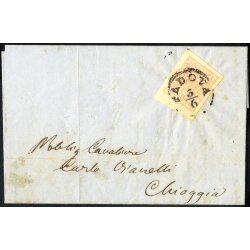 1854, 15 Cent. rosso, terzo tipo, bordo di foglio in alto...