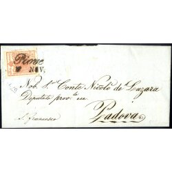 1854, "Pieghe di carta", 15 Cent. rosa,...