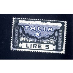 1923, Marcia su Roma, 5 Lire azzurro e nero con variet?...