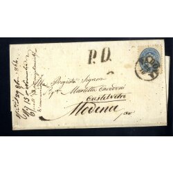 1864, 10 Soldi azzurro su lettera di due sezioni da...