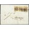 1851, "Carta costolata", 30 Cent. bruno rossastro, striscia di tre orizzontale su lettera doppio porto della terza distanza da Venezia 28.10.1851 per "FIRENZE",