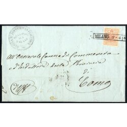 1850, Lettera da Milano 17.6.1852 per Como affrancata con...