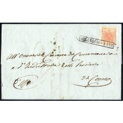 1850, Lettera da Milano 30.1.1852 per Como affrancata con...
