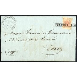 1850, Lettera da Milano 8.4.1852 per Como affrancata con...