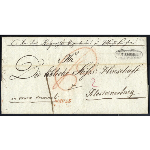 1832, WOLKERSDORF nach Klosterneuburg, Kriminalsache, M&uuml;ller 1726a P 80