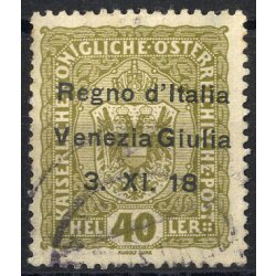 1918, Venezia Giulia, 40 H. oliva, usato, firm....