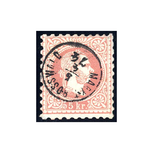1867, "MARKT ROSSWALD 5 / 4 /74", Fingerhutstempel auf ANK 37I - IIa, teils verkürzte Zahnspitzen, Befund Steiner VÖB (Kl. 4243a)