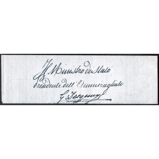 1761/1839, Giorgio Andrea Agnes Des Geneys, autografo su frammneto dell ammiraglio della Regia Marina Sarda