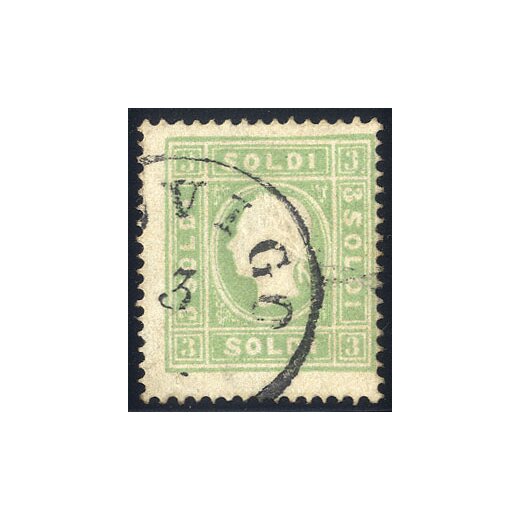 1859, 3 Soldi verde, II° tipo (S. 35 / 185,-)
