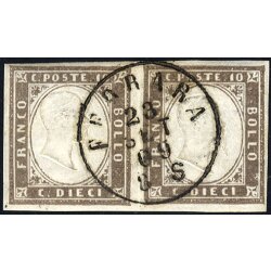 1855/63, 10 Cent. bruno grigio olivastro, coppia usata,...