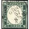 1855/63, 5 Cent. verde mirto, a filo in basso, usato, firmato Cardillo, Sassone 13 A / 750,-