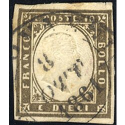 1855/63, 10 Cent. grigio olivastro scuro, usato, firmato...