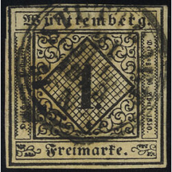 1851, 1 Kr schwarz auf gelbwei&szlig;, Mi. + Unif. 1
