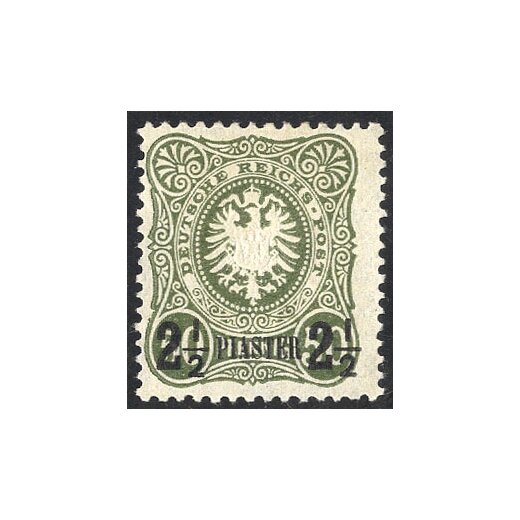 1884, 2 1/2 P auf 50 Pf, graugrün, Mi. 5