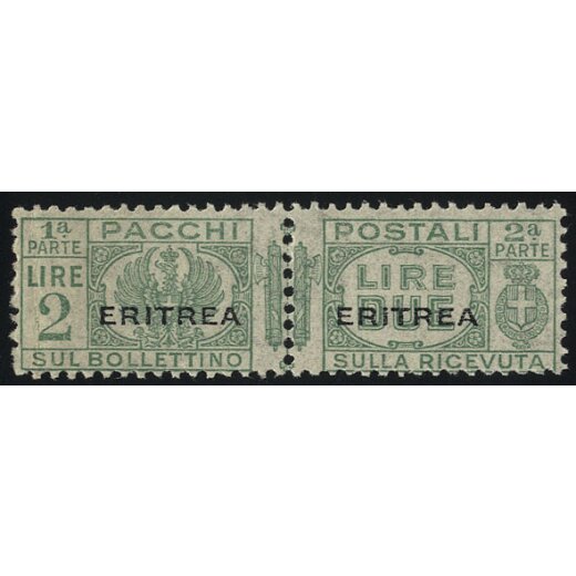1927/37, 2 Lire verde, piega verticale (U. + S. 28 / 800,-)